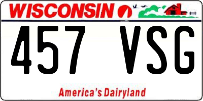 WI license plate 457VSG