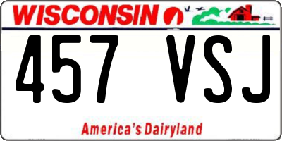 WI license plate 457VSJ