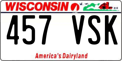 WI license plate 457VSK