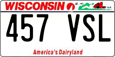 WI license plate 457VSL