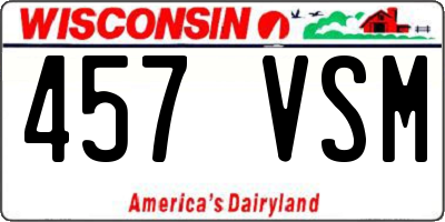 WI license plate 457VSM