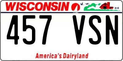 WI license plate 457VSN
