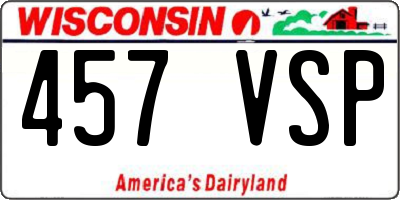 WI license plate 457VSP
