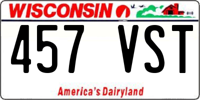 WI license plate 457VST