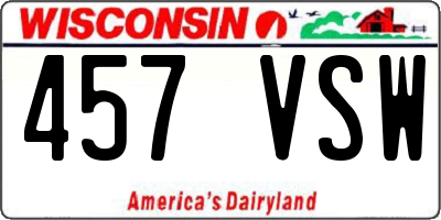 WI license plate 457VSW
