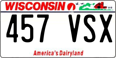 WI license plate 457VSX