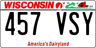 WI license plate 457VSY