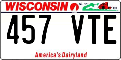 WI license plate 457VTE