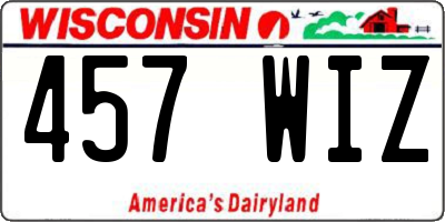 WI license plate 457WIZ