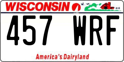 WI license plate 457WRF