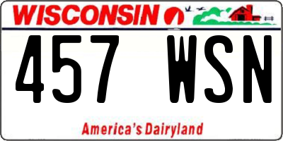 WI license plate 457WSN