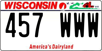 WI license plate 457WWW