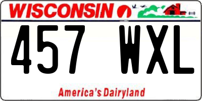 WI license plate 457WXL
