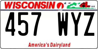 WI license plate 457WYZ