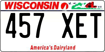 WI license plate 457XET