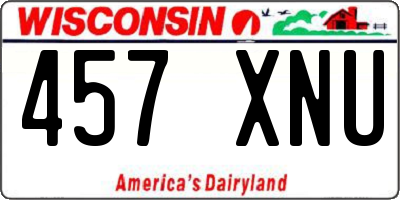WI license plate 457XNU