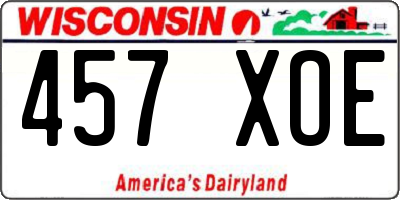 WI license plate 457XOE
