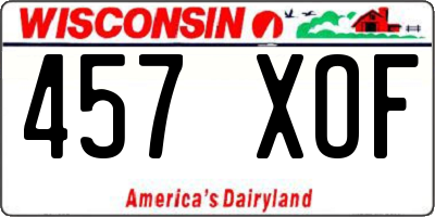 WI license plate 457XOF