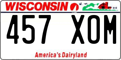 WI license plate 457XOM