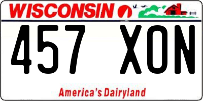 WI license plate 457XON