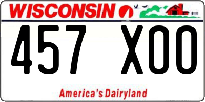WI license plate 457XOO