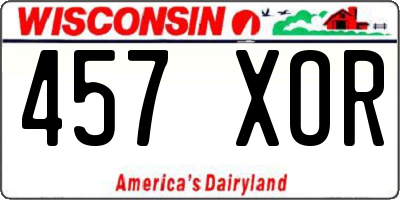 WI license plate 457XOR