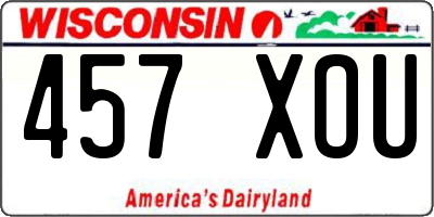 WI license plate 457XOU