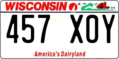 WI license plate 457XOY