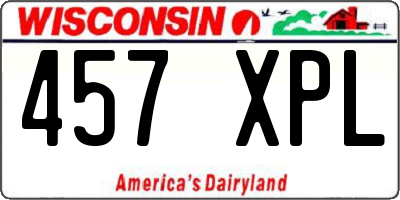 WI license plate 457XPL