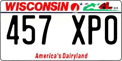 WI license plate 457XPO