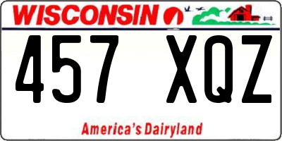 WI license plate 457XQZ