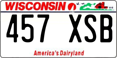 WI license plate 457XSB
