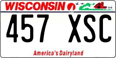 WI license plate 457XSC