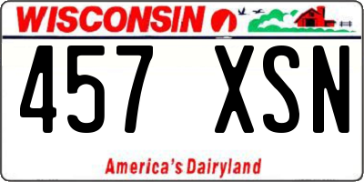 WI license plate 457XSN