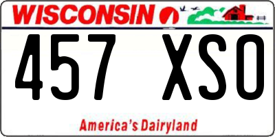 WI license plate 457XSO