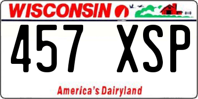 WI license plate 457XSP