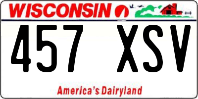 WI license plate 457XSV
