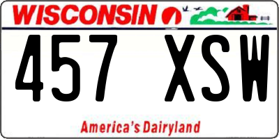 WI license plate 457XSW