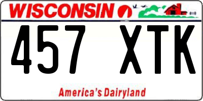 WI license plate 457XTK
