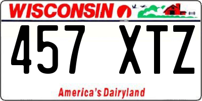 WI license plate 457XTZ