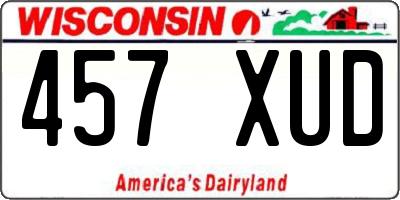 WI license plate 457XUD