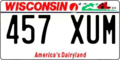WI license plate 457XUM
