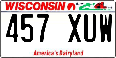 WI license plate 457XUW