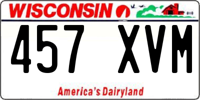WI license plate 457XVM