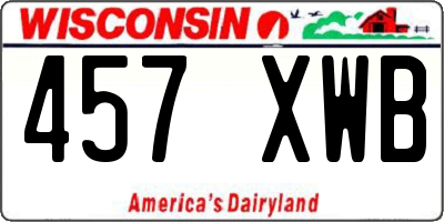 WI license plate 457XWB