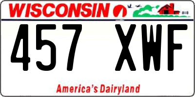 WI license plate 457XWF
