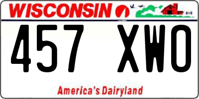 WI license plate 457XWO