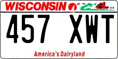 WI license plate 457XWT