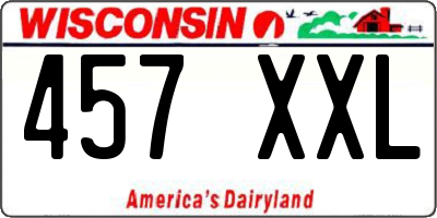 WI license plate 457XXL