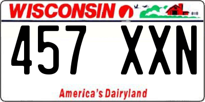 WI license plate 457XXN